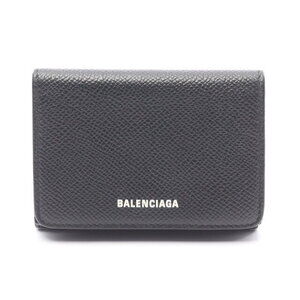 Balenciaga VILLE Tri fold Leather Wallet Black